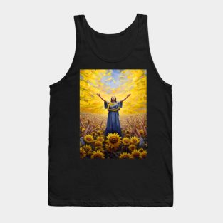 FREEDOM FOR UKRAINE - women in field, illustration, painting style Tank Top